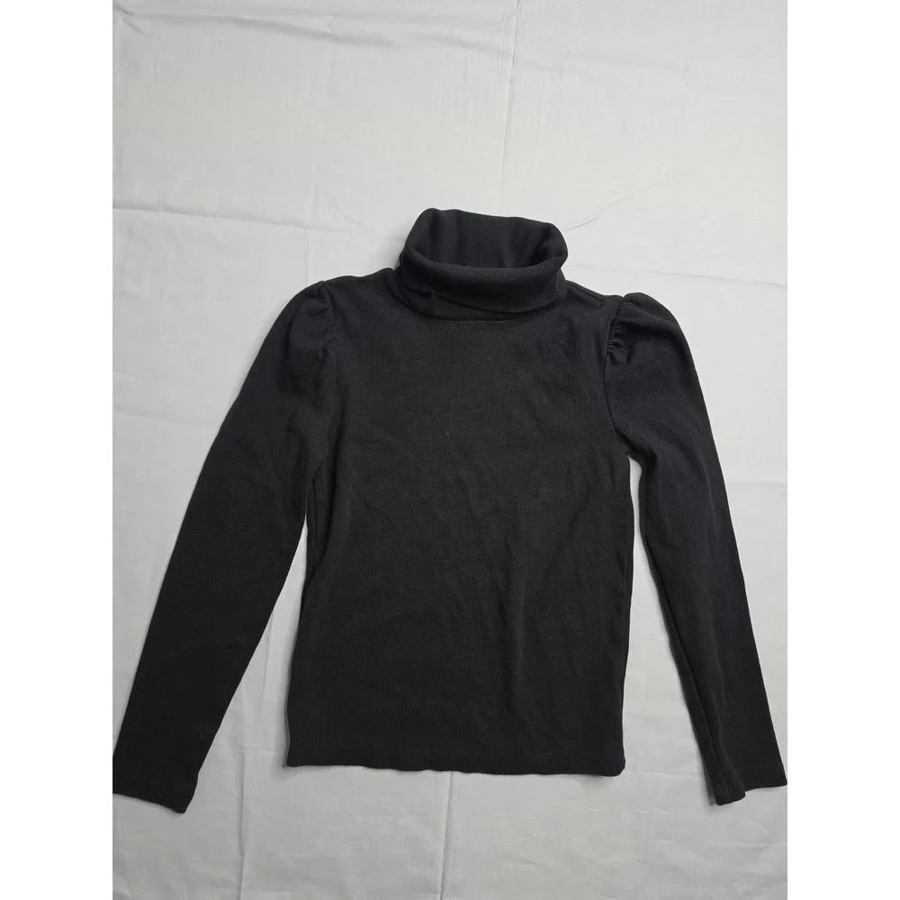 Gap Sweater Kids Medium 8-9 Black Ribbed Knitted Easy Fit Long Sleeve Turtleneck